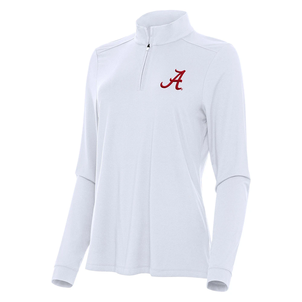 Women's Antigua White Alabama Crimson Tide Intent Quarter-Zip Top