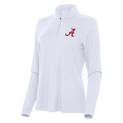 Women's Antigua White Alabama Crimson Tide Intent Quarter-Zip Top