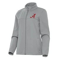 Women's Antigua Gray Alabama Crimson Tide Links 2 Full-Zip Golf Jacket