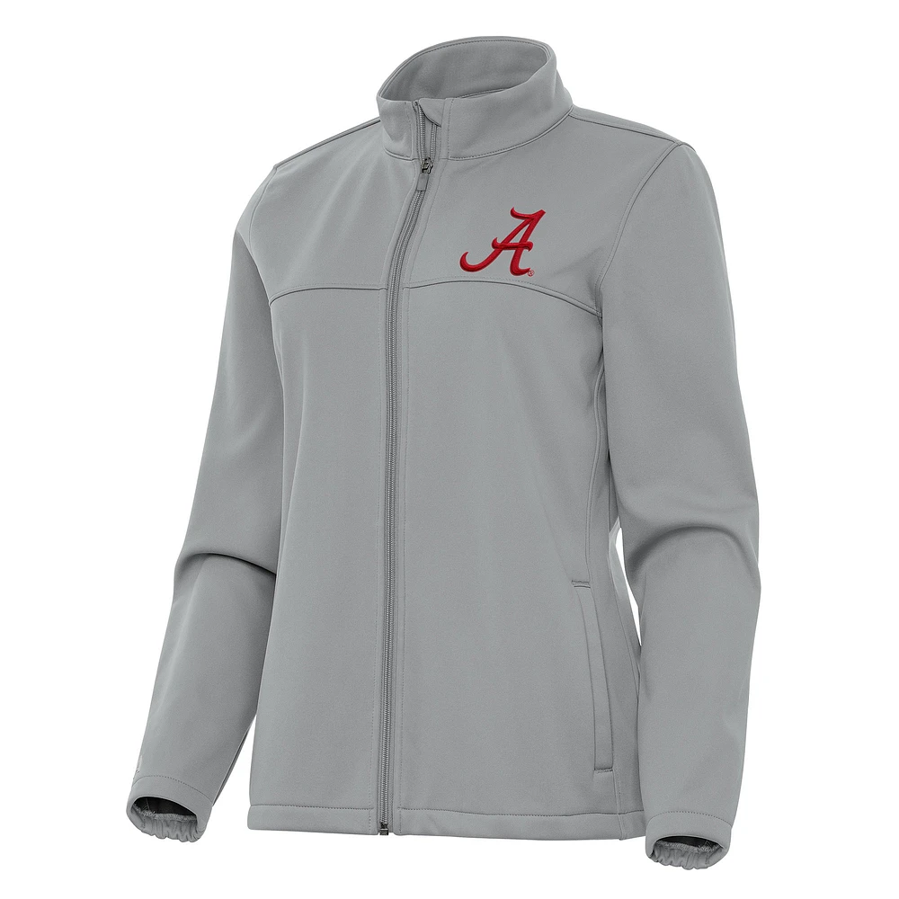 Women's Antigua Gray Alabama Crimson Tide Links 2 Full-Zip Golf Jacket