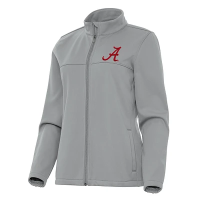 Women's Antigua Gray Alabama Crimson Tide Links 2 Full-Zip Golf Jacket