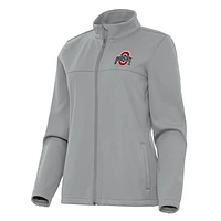 Women's Antigua Gray Ohio State Buckeyes Links 2 Full-Zip Golf Jacket