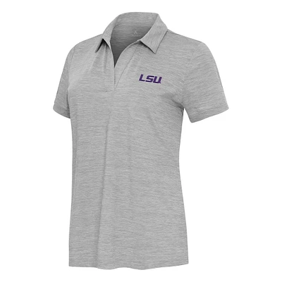Women's  Antigua Heather Gray LSU Tigers Layout V-Neck Polo