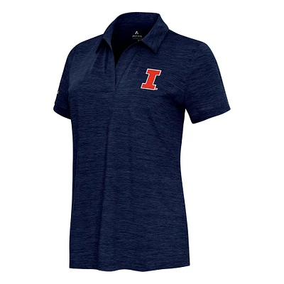 Women's  Antigua Heather Navy Illinois Fighting Illini Layout V-Neck Polo