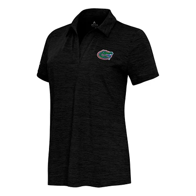 Women's  Antigua Heather Black Florida Gators Layout V-Neck Polo