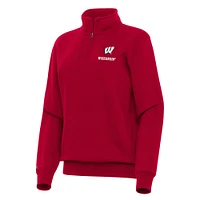 Women's Antigua Red Wisconsin Badgers Victory Quarter-Zip Sweatshirt