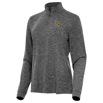 Women's Antigua Heather UCF Knights Mentor Long Sleeve Quarter-Zip Mock Polo