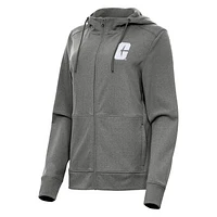 Women's Antigua Heather Charlotte 49ers Seeker Full-Zip Hoodie