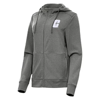 Women's Antigua Heather Charlotte 49ers Seeker Full-Zip Hoodie