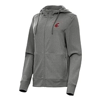 Women's Antigua Heather Washington State Cougars Seeker Full-Zip Hoodie