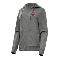 Women's Antigua Heather Washington State Cougars Seeker Full-Zip Hoodie