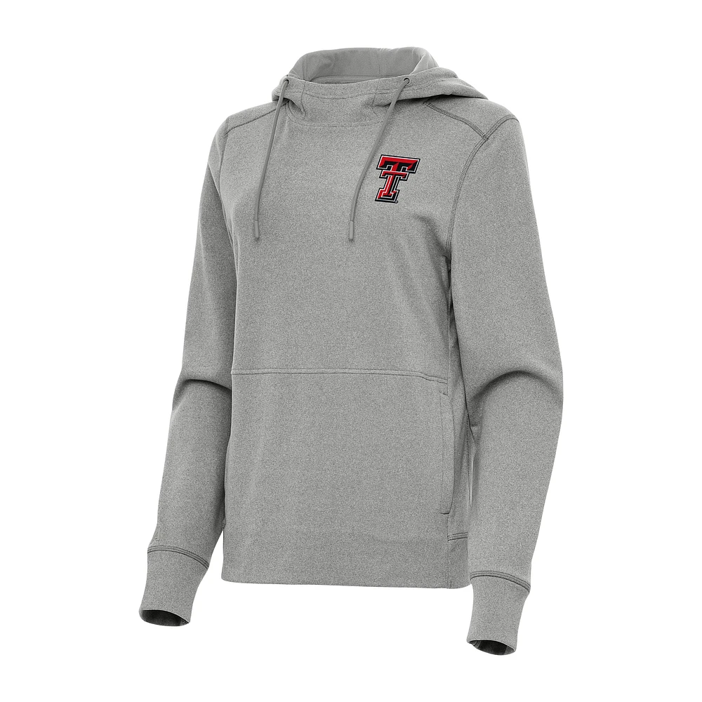 Women's Antigua Heather Gray Texas Tech Red Raiders Justice Pullover Hoodie