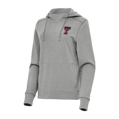 Women's Antigua Heather Gray Texas Tech Red Raiders Justice Pullover Hoodie