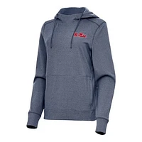 Women's Antigua Heather Navy Ole Miss Rebels Justice Pullover Hoodie