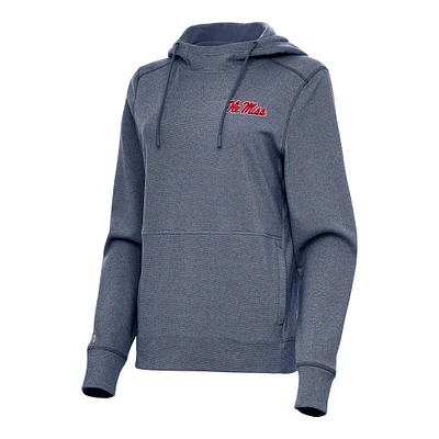 Women's Antigua Heather Navy Ole Miss Rebels Justice Pullover Hoodie