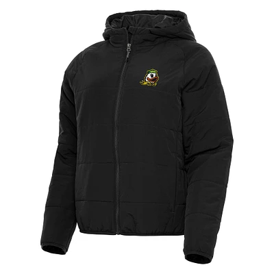 Women's Antigua Black Oregon Ducks Universe Full-Zip Puffer Jacket