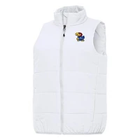 Women's Antigua White Kansas Jayhawks Experience Full-Zip Vest
