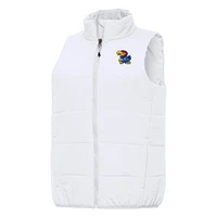 Women's Antigua White Kansas Jayhawks Experience Full-Zip Vest