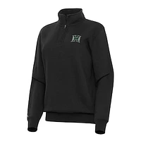 Women's Antigua Black Hawaii Rainbow Warriors Victory Quarter-Zip Sweatshirt