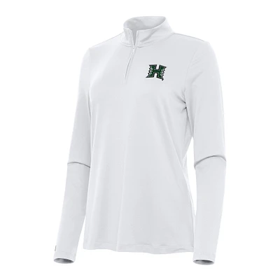 Women's Antigua White Hawaii Rainbow Warriors Reprocess Quarter-Zip Top
