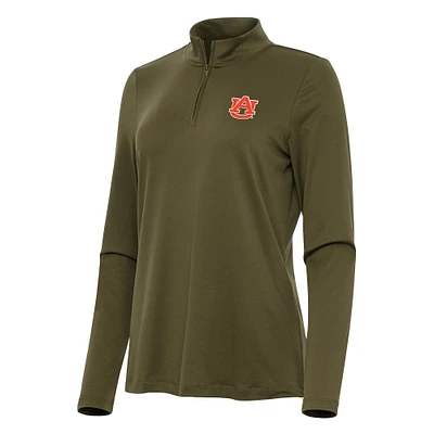 Women's Antigua Olive Auburn Tigers Reprocess Quarter-Zip Top