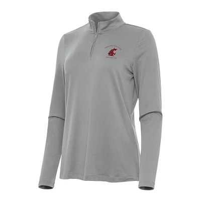 Women's Antigua Gray Washington State Cougars Reprocess Quarter-Zip Top
