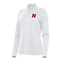 Women's Antigua White Nebraska Huskers Reprocess Quarter-Zip Top