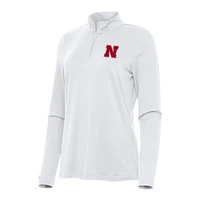 Women's Antigua White Nebraska Huskers Reprocess Quarter-Zip Top