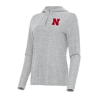 Women's Antigua  Heather Gray Nebraska Huskers Daybreak Quarter-Zip Hoodie