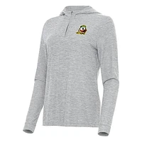 Women's Antigua  Heather Gray Oregon Ducks Daybreak Quarter-Zip Hoodie