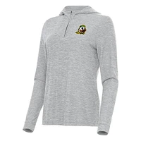 Women's Antigua  Heather Gray Oregon Ducks Daybreak Quarter-Zip Hoodie