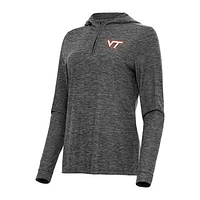 Women's Antigua  Heather Black Virginia Tech Hokies Daybreak Quarter-Zip Hoodie
