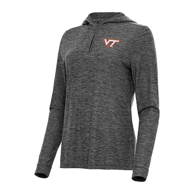 Women's Antigua  Heather Black Virginia Tech Hokies Daybreak Quarter-Zip Hoodie