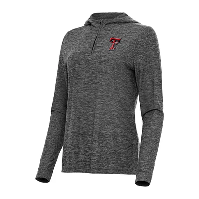 Women's Antigua  Heather Black Texas Tech Red Raiders Daybreak Quarter-Zip Hoodie
