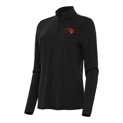 Women's Antigua  Heather Black Oregon State Beavers Bright Quarter-Zip Top