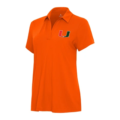 Women's Antigua Orange Miami Hurricanes Era V-Neck Polo