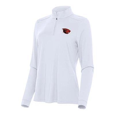 Women's Antigua White Oregon State Beavers Intent Quarter-Zip Top