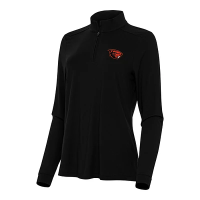 Women's Antigua Black Oregon State Beavers Intent Quarter-Zip Top