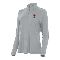 Women's Antigua Gray Texas Tech Red Raiders Intent Quarter-Zip Top