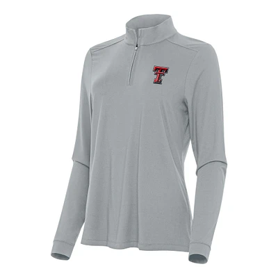 Women's Antigua Gray Texas Tech Red Raiders Intent Quarter-Zip Top