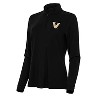 Women's Antigua Black Vanderbilt Commodores Intent Quarter-Zip Top