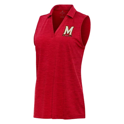 Women's Antigua Heather Maryland Terrapins Layout Sleeveless V-Neck Polo