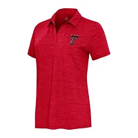 Women's  Antigua Heather Red Texas Tech Raiders Layout V-Neck Polo