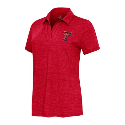 Women's  Antigua Heather Red Texas Tech Raiders Layout V-Neck Polo