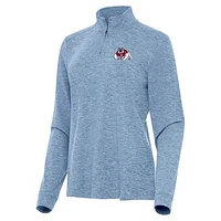 Women's Antigua  Heather Aqua Fresno State Bulldogs Mentor Long Sleeve Quarter-Zip Mock Polo