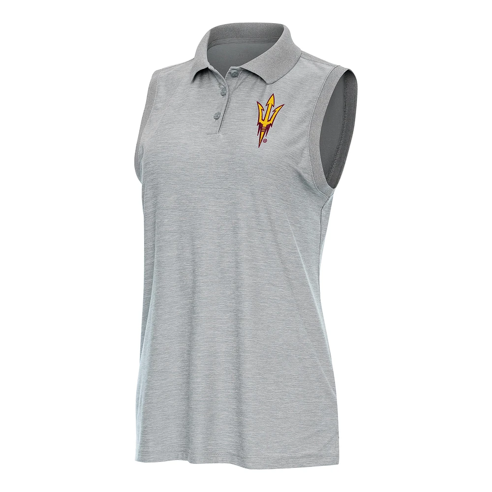 Women's Antigua Heather Gray Arizona State Sun Devils Recap Sleeveless Polo