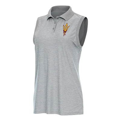 Women's Antigua  Heather Gray Arizona State Sun Devils Recap Sleeveless Polo