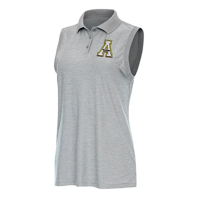 Women's Antigua  Heather Gray Appalachian State Mountaineers Recap Sleeveless Polo