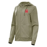 Women's Antigua Olive Houston Cougars Seeker Full-Zip Hoodie