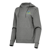 Women's Antigua Heather Delaware Fightin' Blue Hens Justice Pullover Hoodie